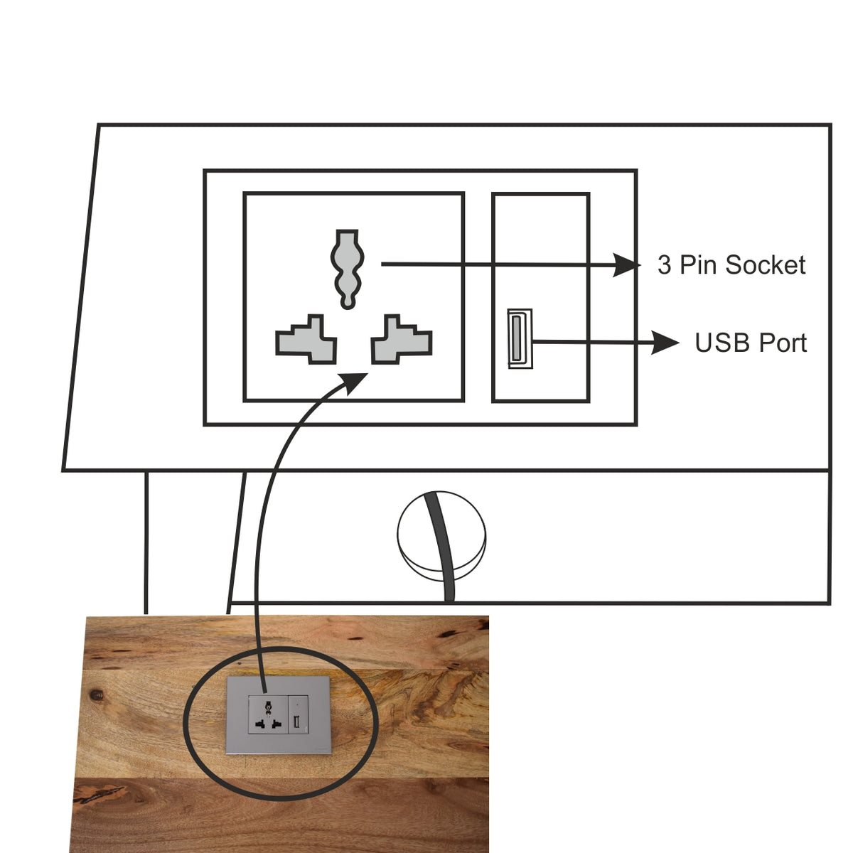 2 Drawer Cable Writing Desk