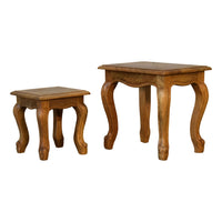 Oak-ish French Style Stool Set