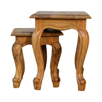 Oak-ish French Style Stool Set