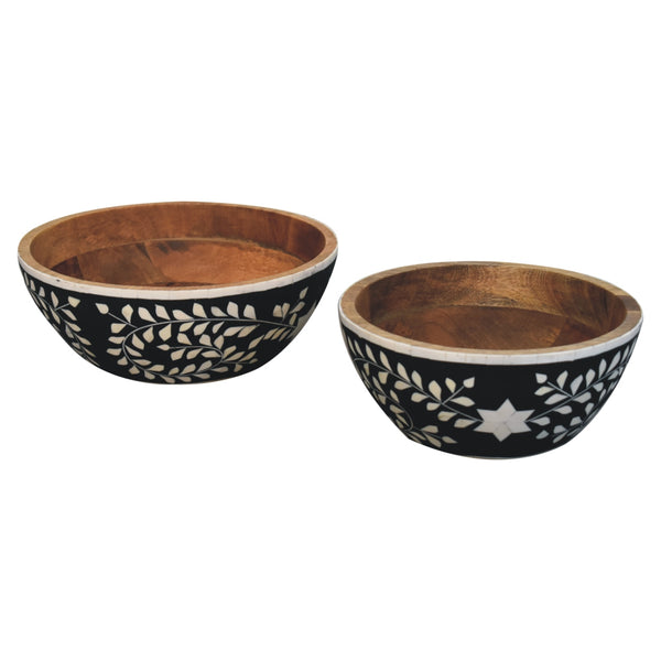 Floral Resin Inlay Bowl Set