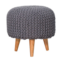 Keeva Grey Round Footstool