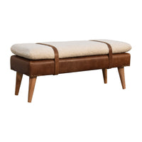 Bouclé Buffalo Hide Leather Bench