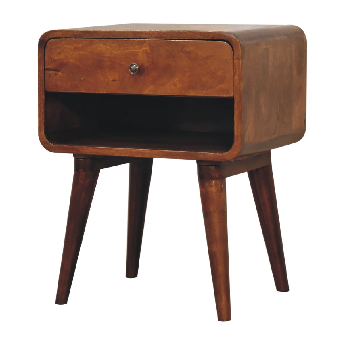 Curve Open Slot Chestnut Bedside