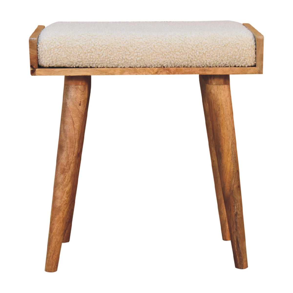 Boucle Cream Tray Style Footstool