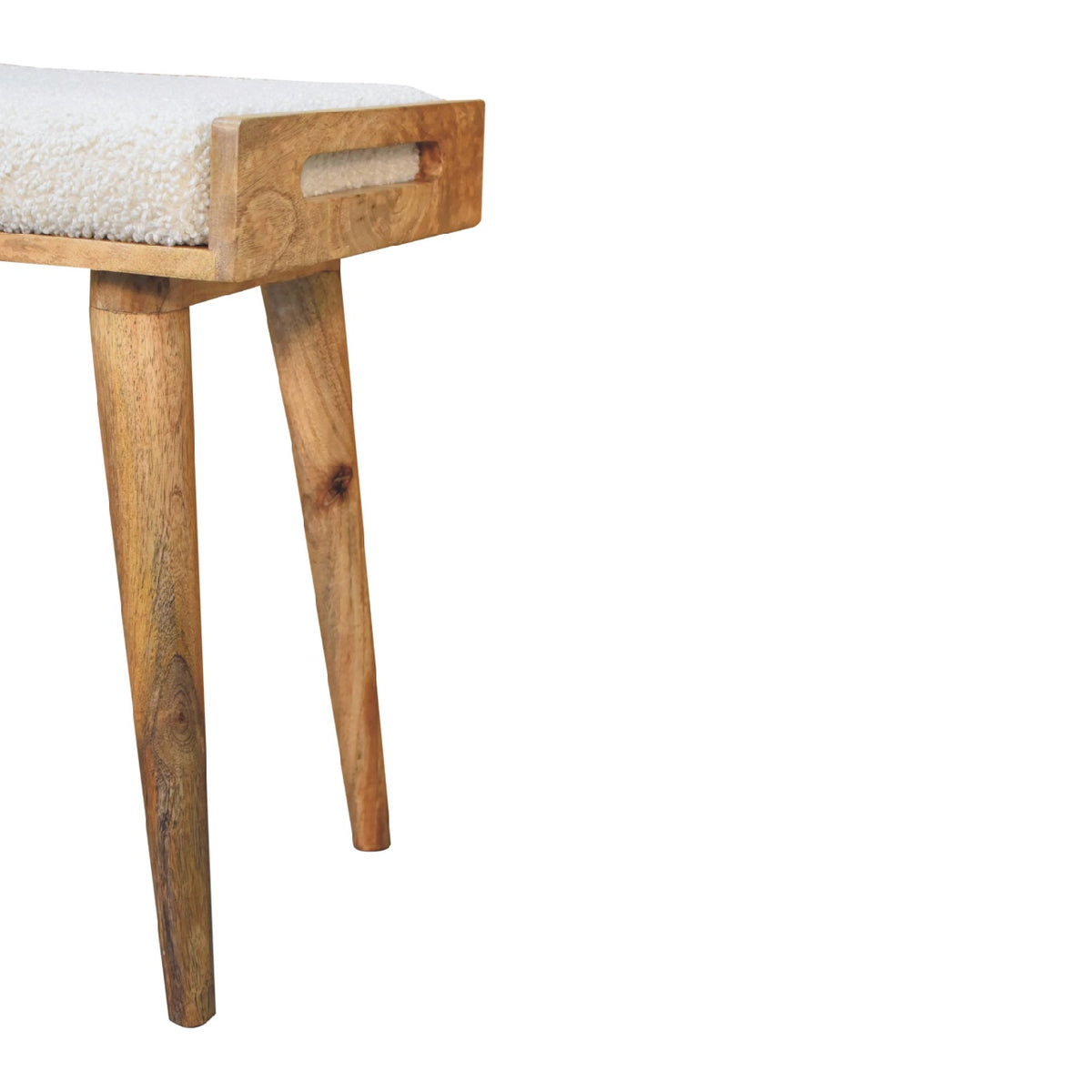 Boucle Cream Tray Style Footstool