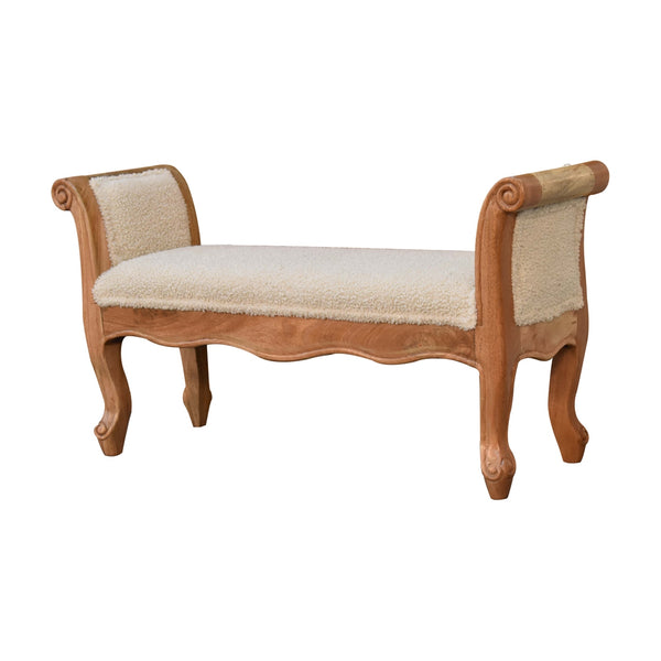 Cream Boucle French Style Bench