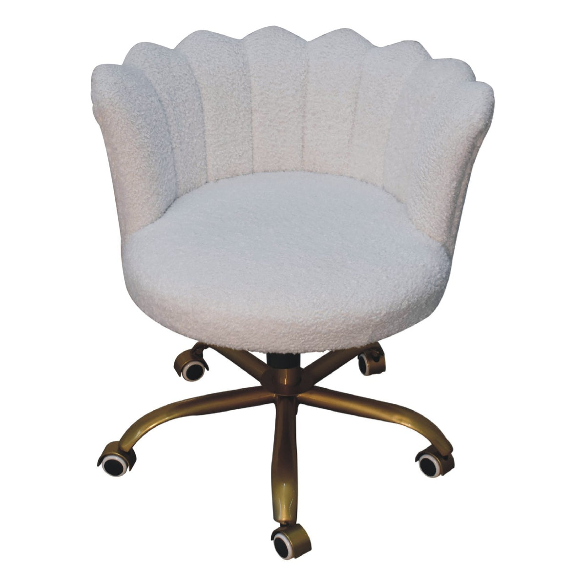 White Boucle Swivel Chair