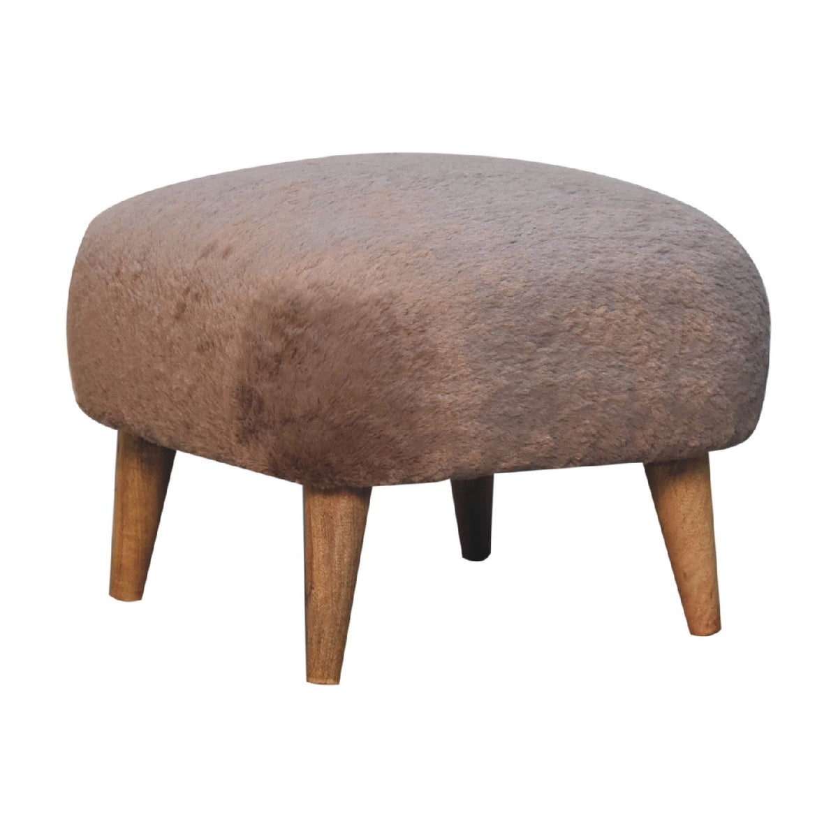 Mocha Faux Fur Square Stool