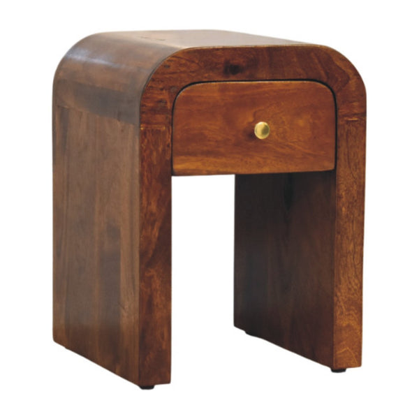 Mini Darcy Chestnut Nightstand with Curved Edges