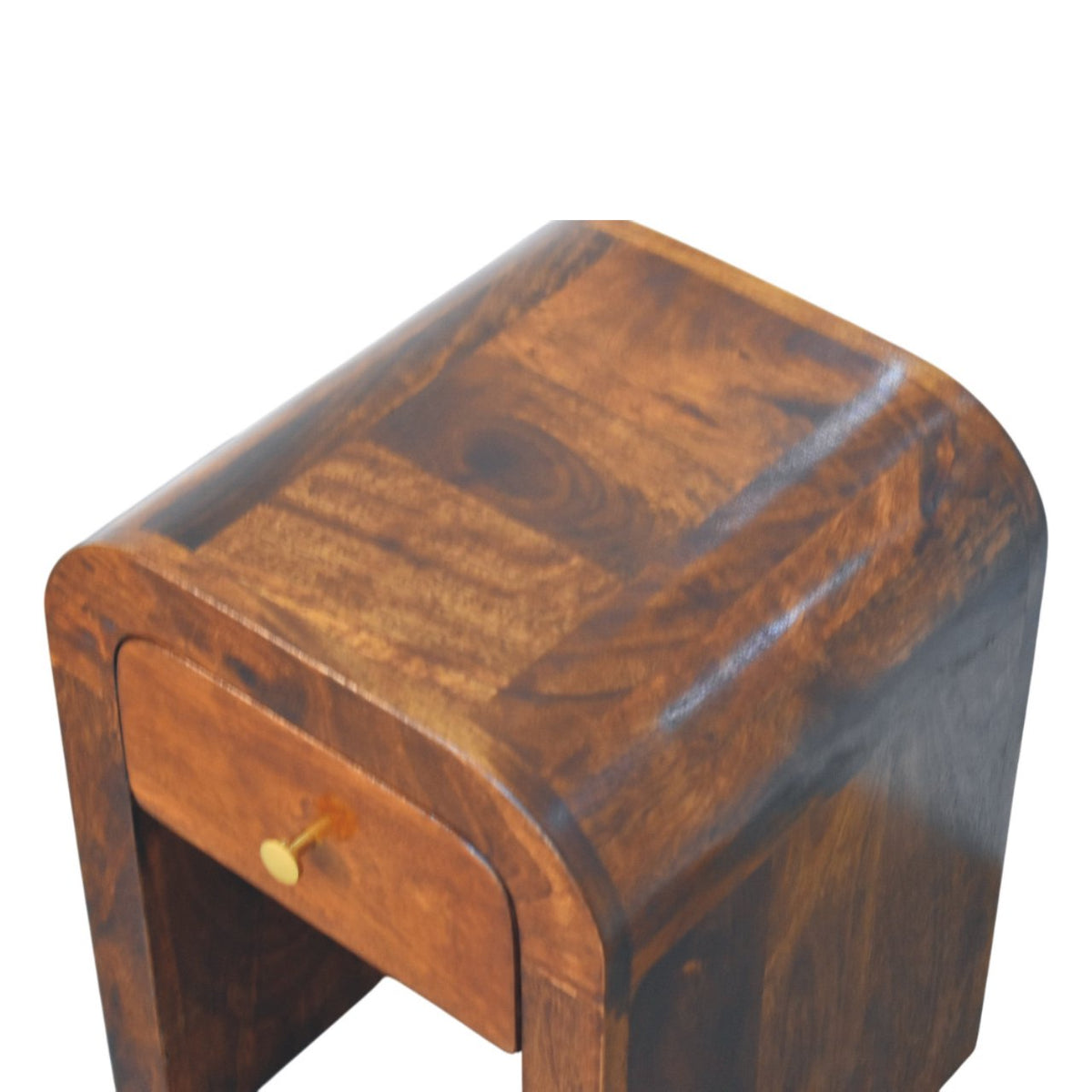 Mini Darcy Chestnut Nightstand with Curved Edges