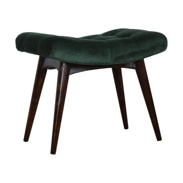 Emerald Velvet Curve Bench