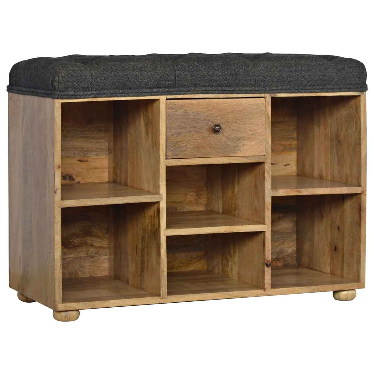 Black Tweed 1 Drawer Bench