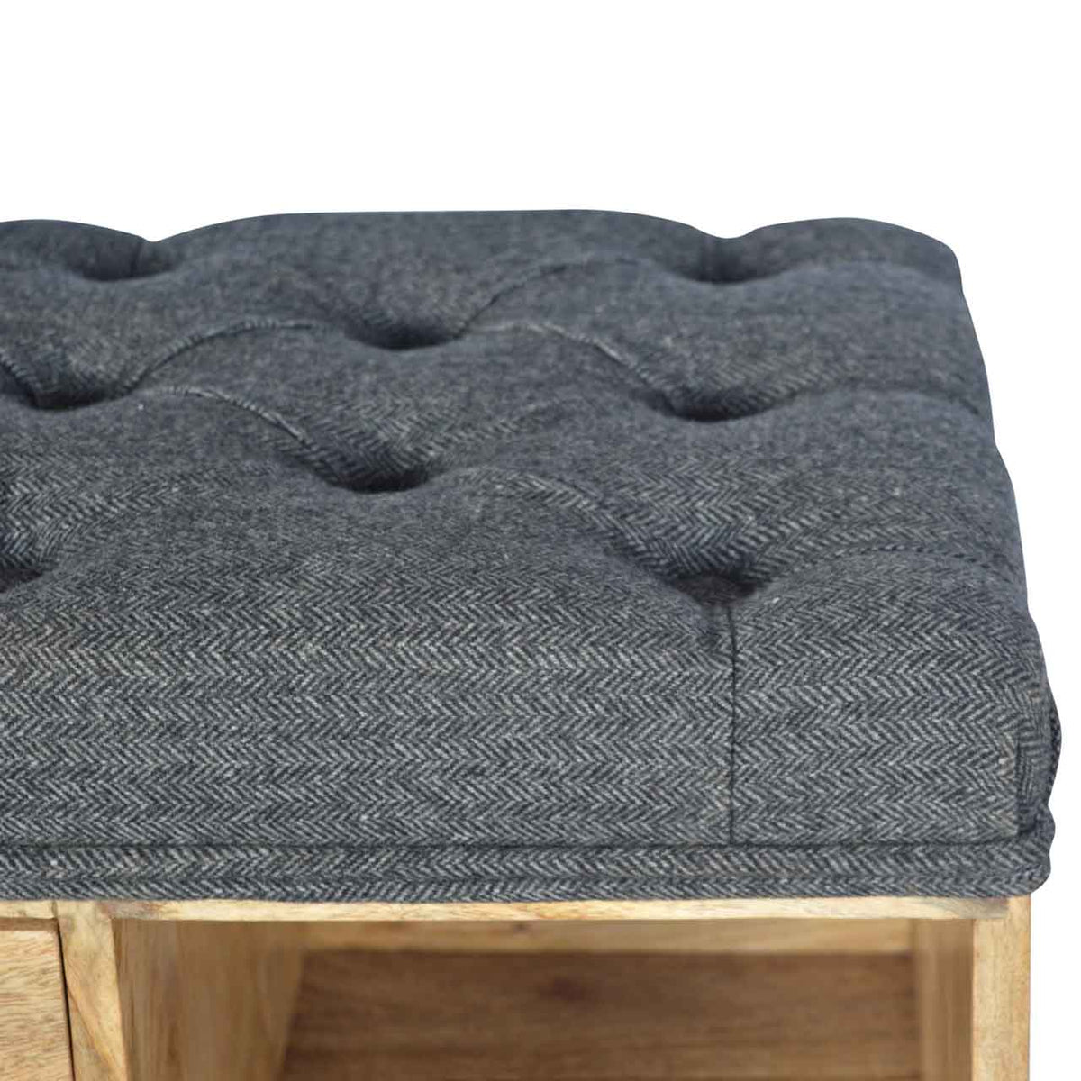 Black Tweed 1 Drawer Bench