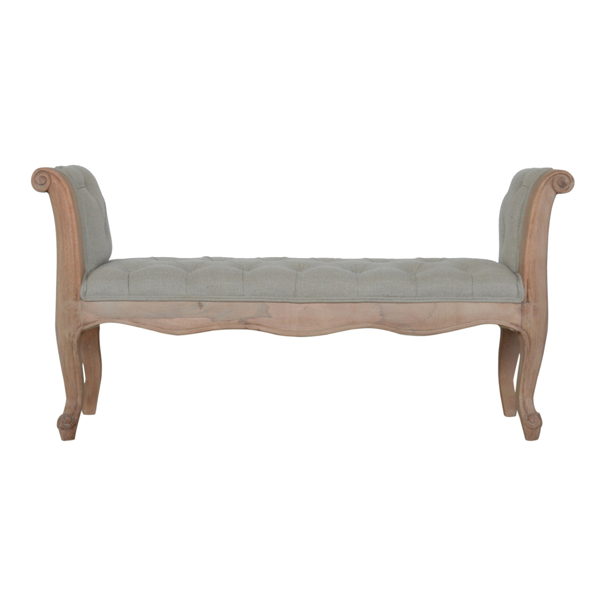 Carved French Style Mud Linen Bench