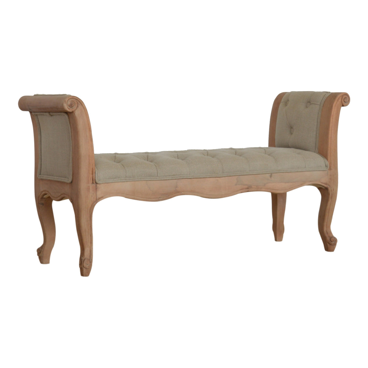 Carved French Style Mud Linen Bench