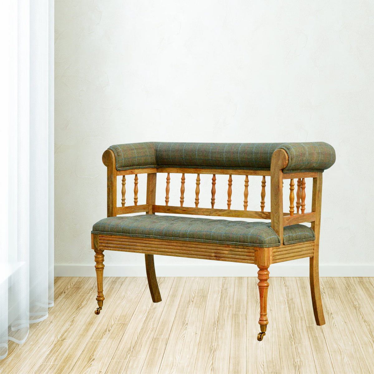 Multi Tweed Deep Button Bench