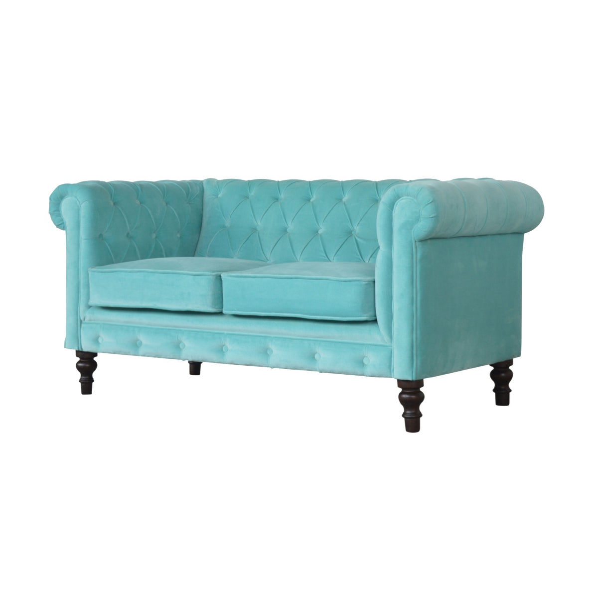 Aqua Velvet Chesterfield Sofa