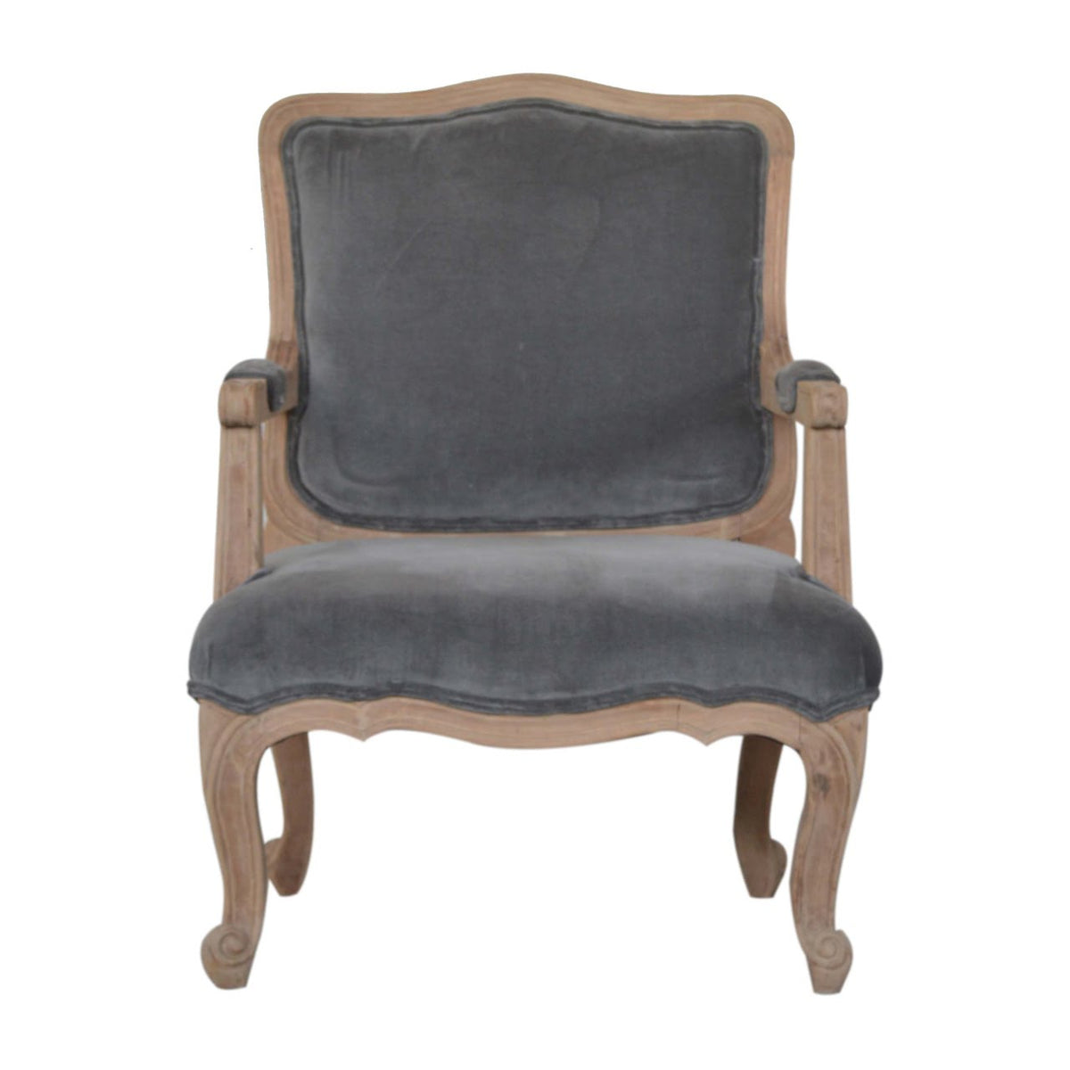 Grey Velvet French Style Chair