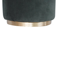 Emerald Velvet Footstool with Gold Base