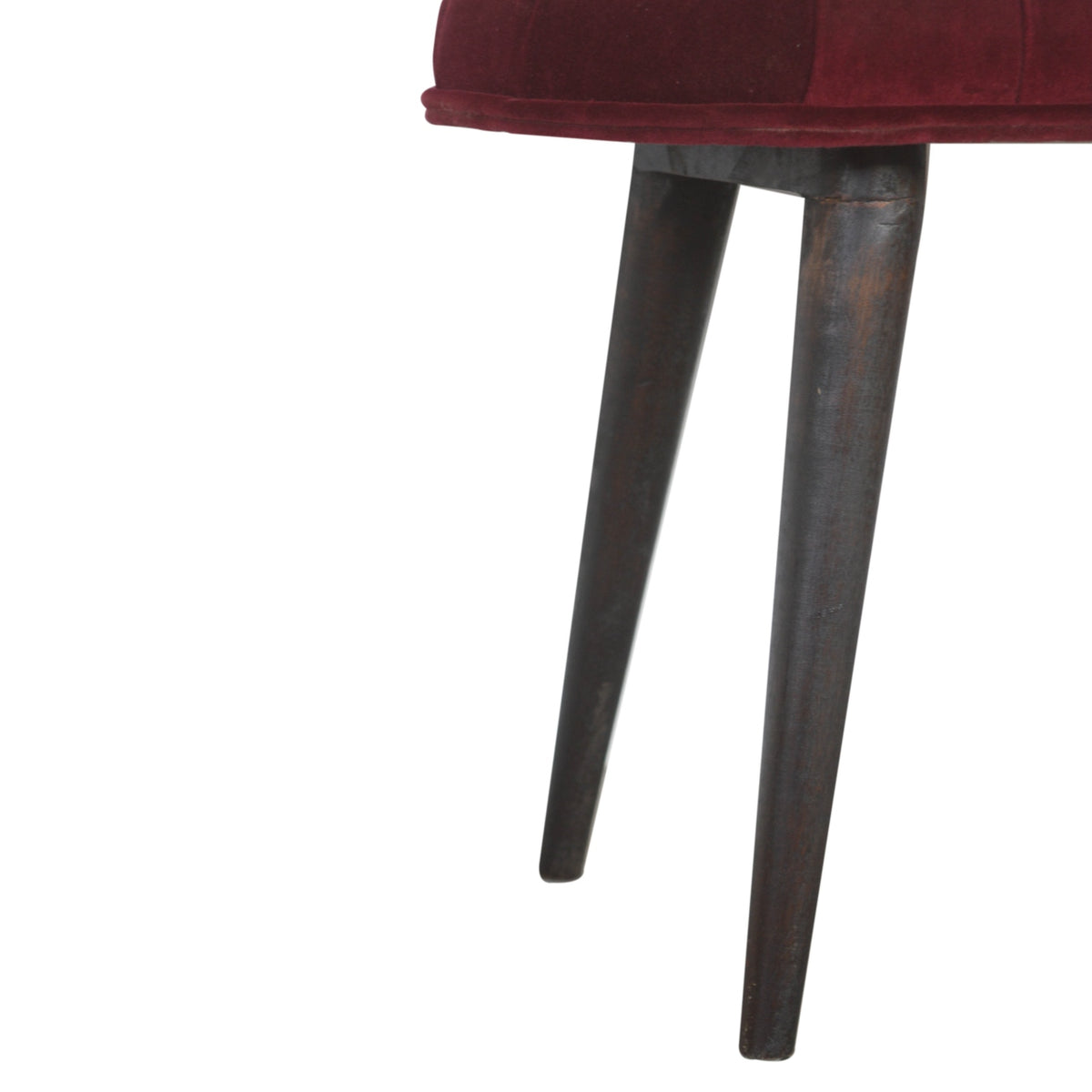 Wine Red Velvet Deep Button Bench