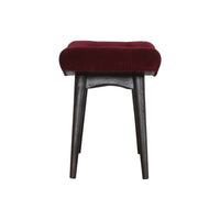 Wine Red Cotton Velvet Curved Bench