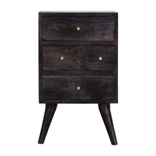 Multi Drawer Ash Black Bedside