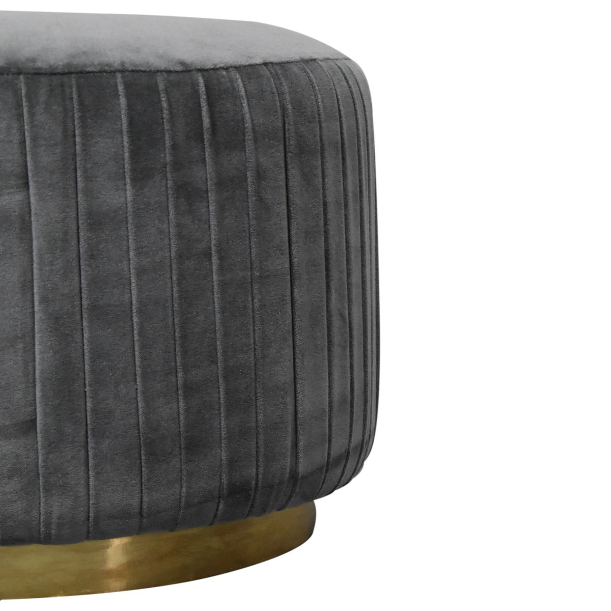 Grey Velvet Pleated Footstool