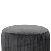 Grey Velvet Pleated Footstool