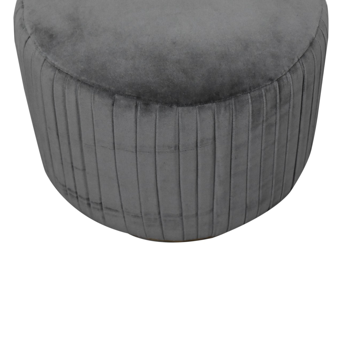 Grey Velvet Pleated Footstool