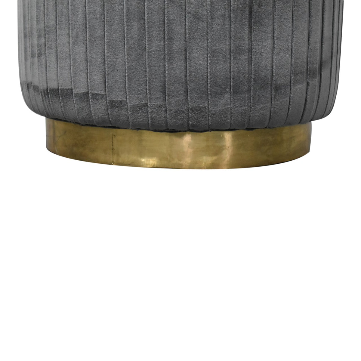 Grey Velvet Pleated Footstool