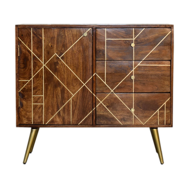 Chestnut Gold Inlay Abstract Sideboard