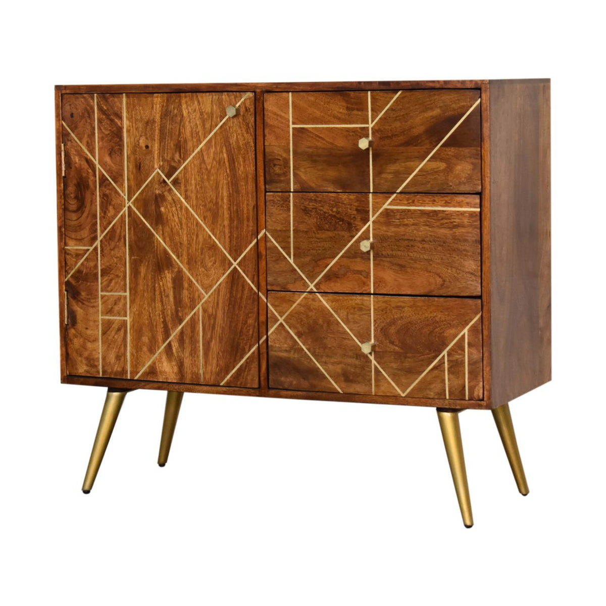 Chestnut Gold Inlay Abstract Sideboard