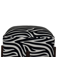 Zebra Print Footstool with Solid Wood Legs