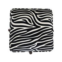 Zebra Print Footstool with Solid Wood Legs