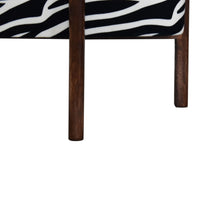 Zebra Print Footstool with Solid Wood Legs