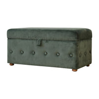 Emerald Green Lid-up Cotton Velvet Ottoman