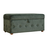 Emerald Green Lid-up Cotton Velvet Ottoman