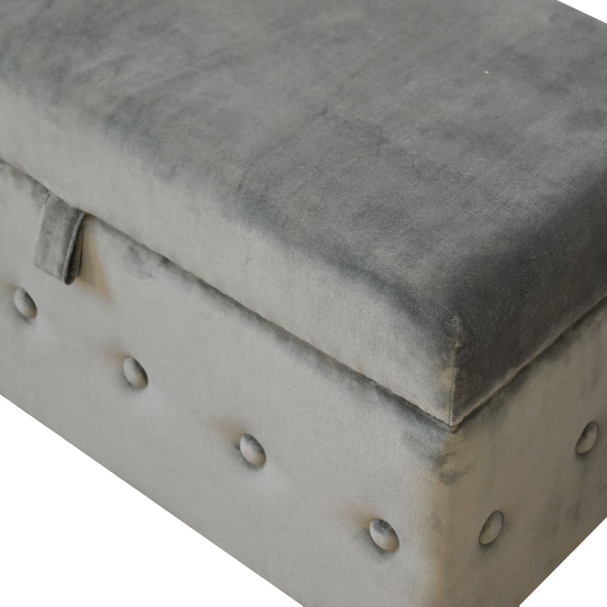 Emerald Green Lid-up Cotton Velvet Ottoman