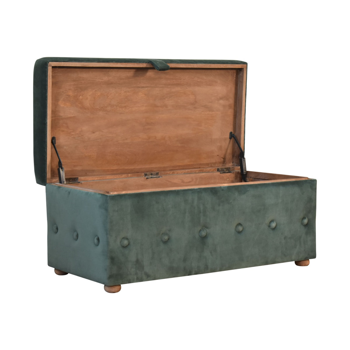 Emerald Green Lid-up Cotton Velvet Ottoman