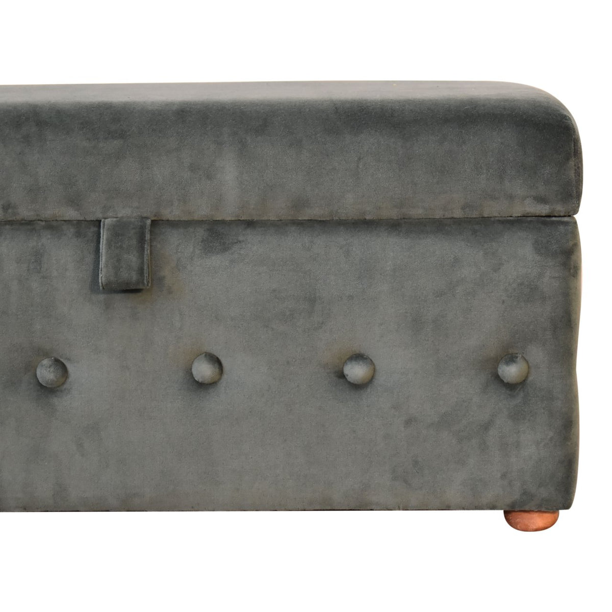 Emerald Green Lid-up Cotton Velvet Ottoman