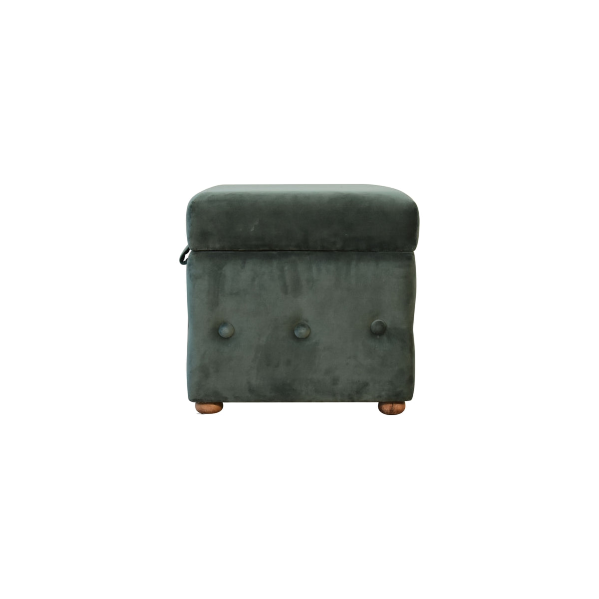 Emerald Green Lid-up Cotton Velvet Ottoman