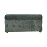 Emerald Green Lid-up Cotton Velvet Ottoman