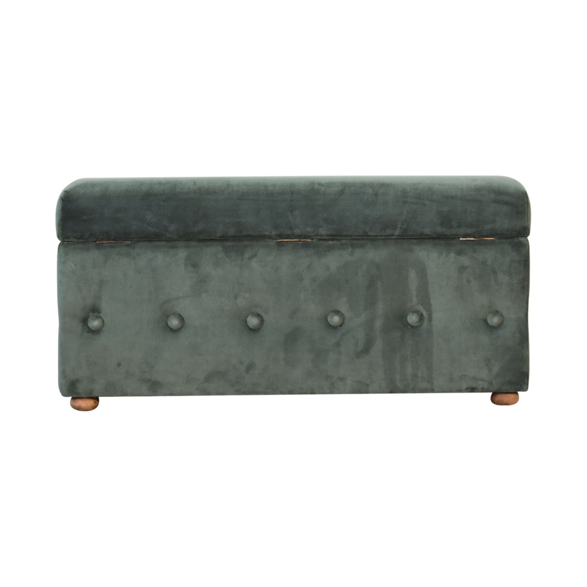 Emerald Green Lid-up Cotton Velvet Ottoman