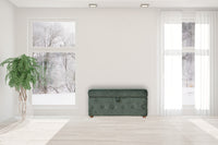Emerald Green Lid-up Cotton Velvet Ottoman