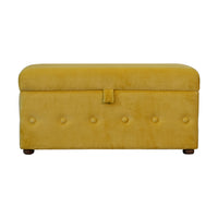 Mustard Lid-up Cotton Velvet Ottoman