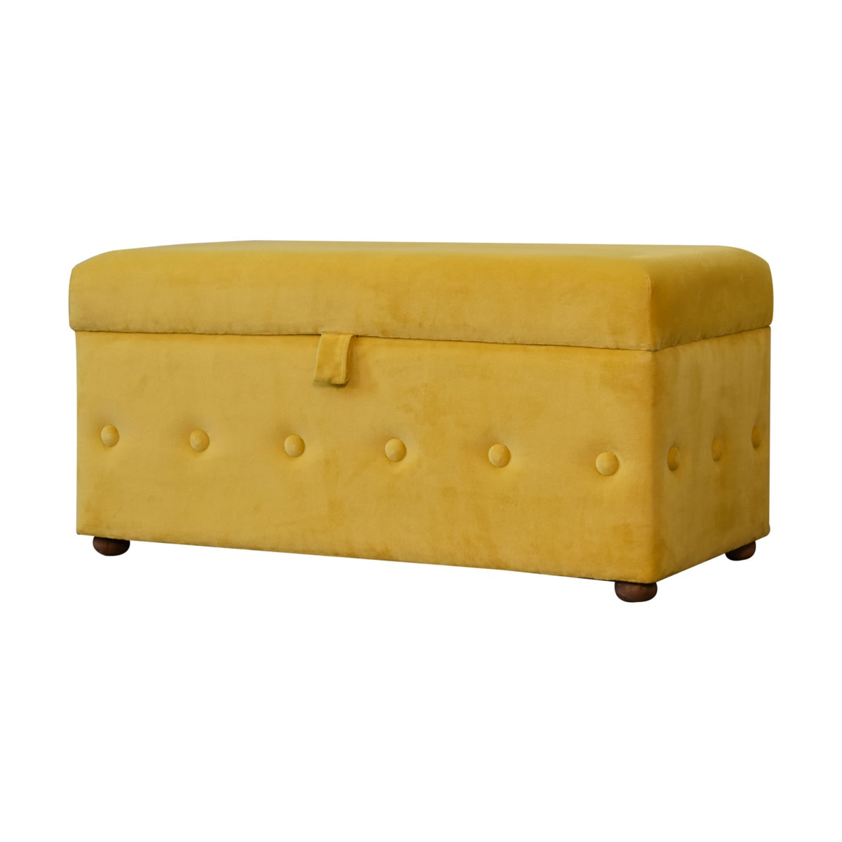 Mustard Lid-up Cotton Velvet Ottoman