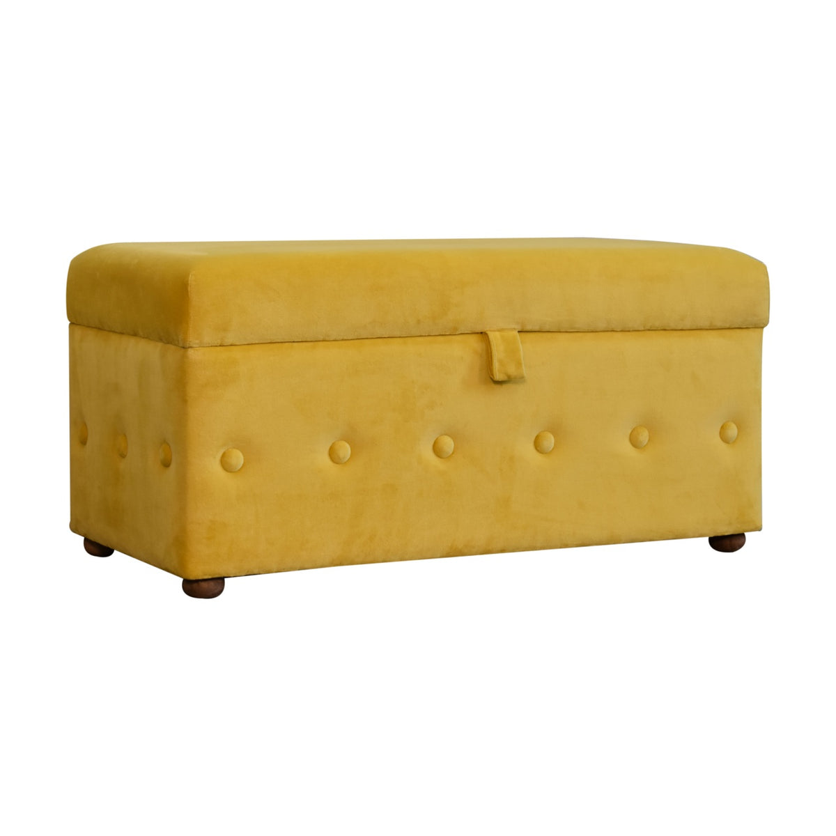 Mustard Lid-up Cotton Velvet Ottoman