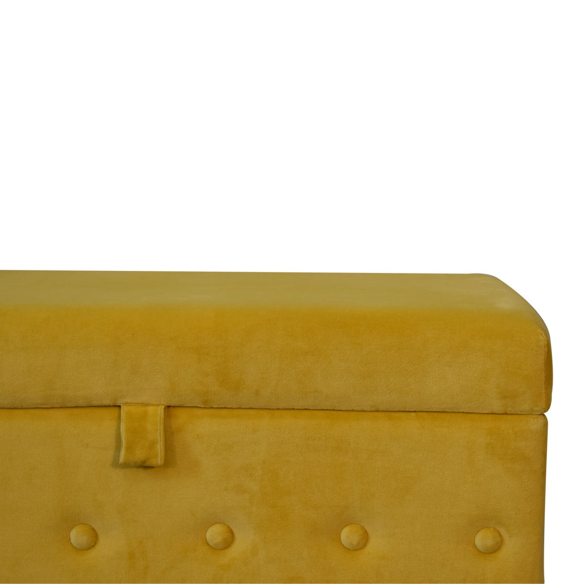 Mustard Lid-up Cotton Velvet Ottoman