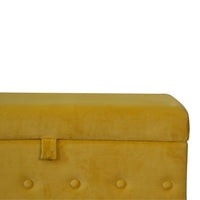 Mustard Lid-up Cotton Velvet Ottoman