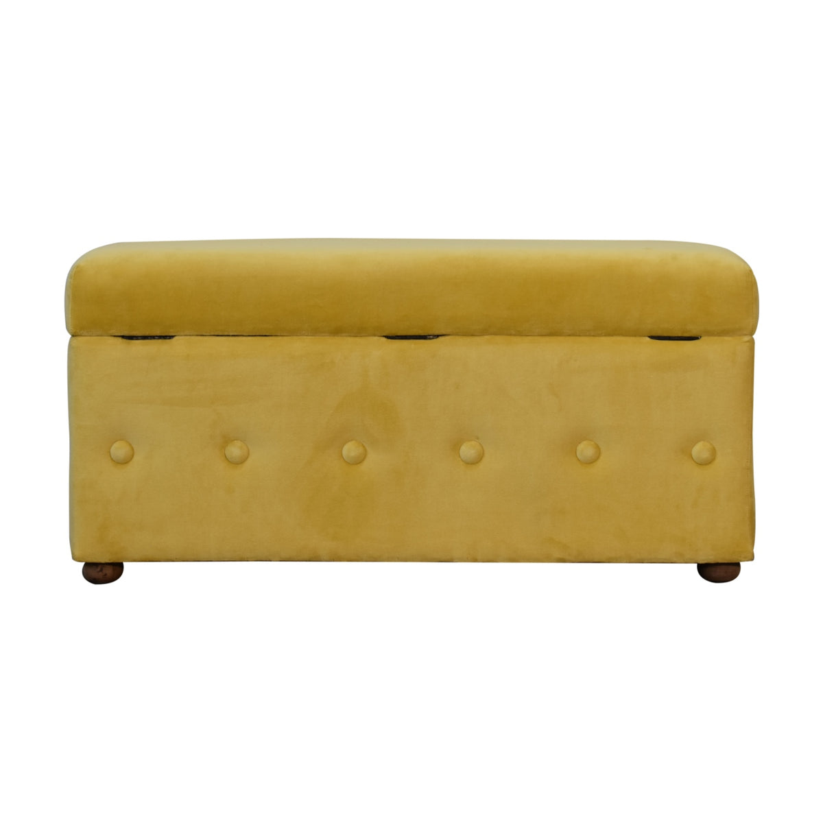 Mustard Lid-up Cotton Velvet Ottoman